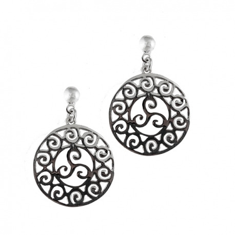 Pendiente Triskel Plata con tuercas
